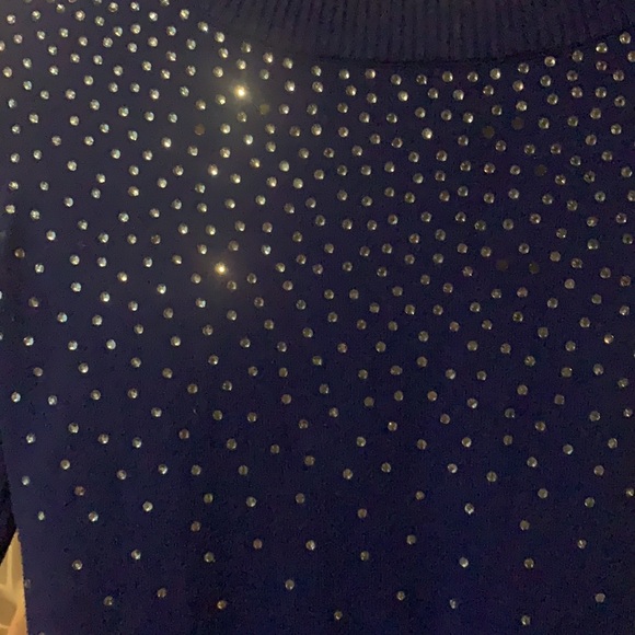 Express lightweight sweater with sequin detail, size S. Royal blue and black - Picture 3 of 8